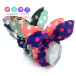 韓版新款 兔耳朵圓點(diǎn)發(fā)圈發(fā)繩雙色布藝 新品韓國進(jìn)口發(fā)飾 頭花