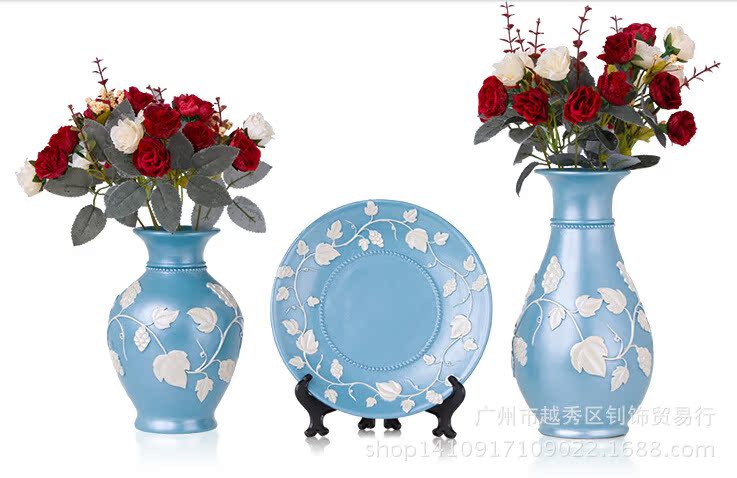 富貴竹花瓶、盤子（藍色 白色）2
