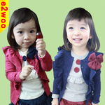 【衣童王】2013秋款兒童外套 女童蝴蝶結(jié)飛袖開(kāi)衫外貿(mào)童裝批發(fā)部