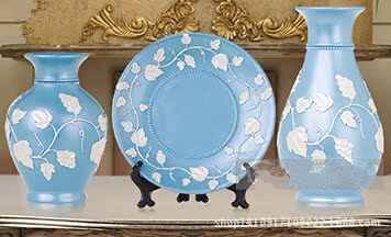 富貴竹花瓶、盤子（藍色 白色）1